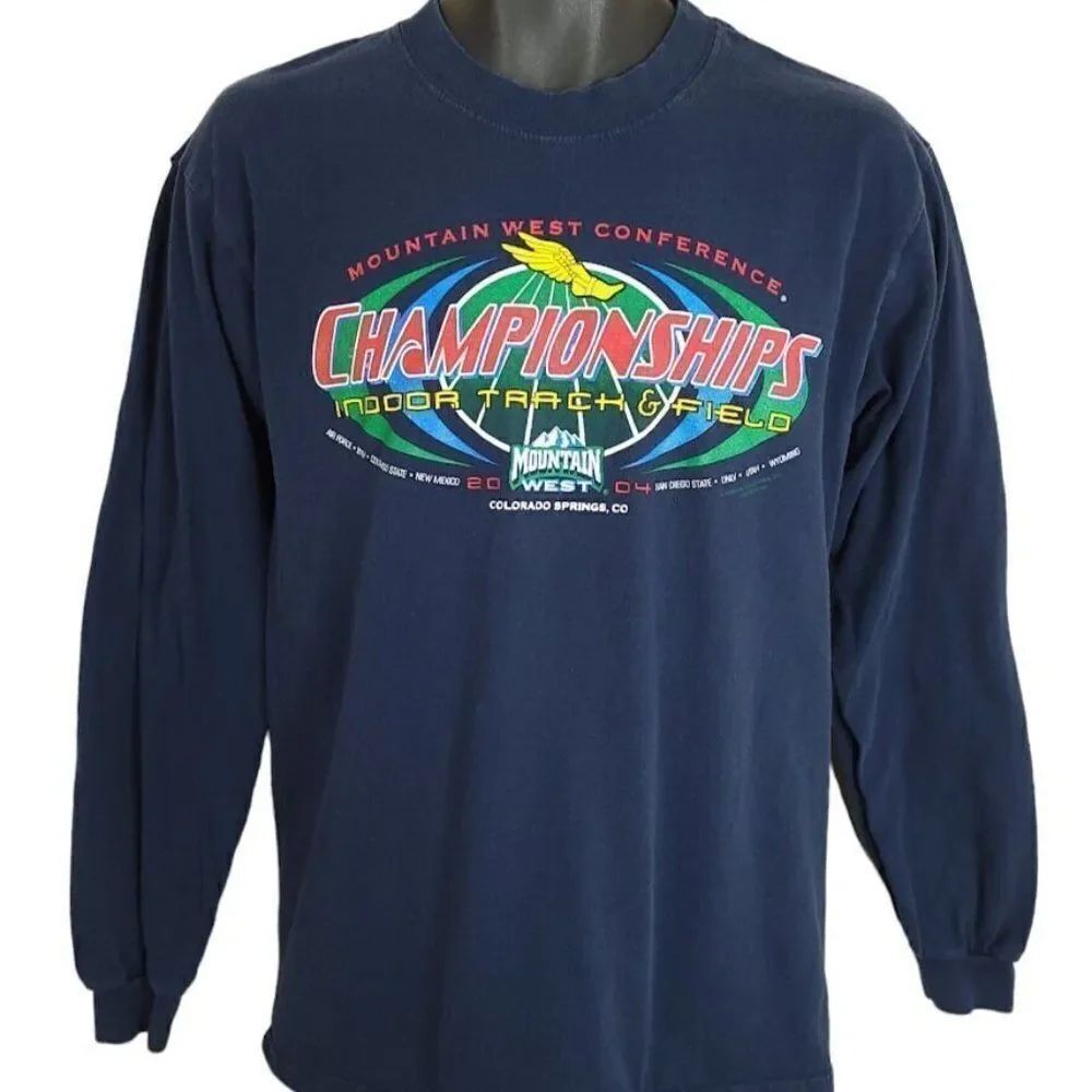 Mountain West Indoor Track & Field T Shirt Vtg Y2K 2004 Championships NCAA Mens